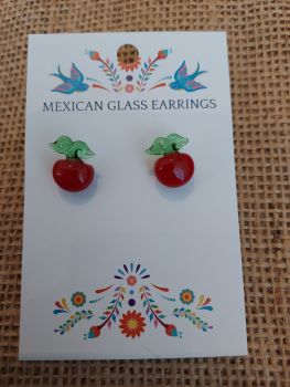 Glass Earrings - Red Apple