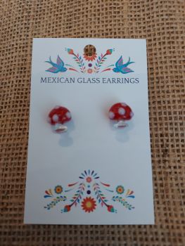 Glass Earrings - Red Toadstool