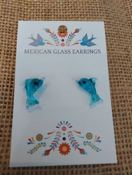 Glass Earrings - Turquoise Dolphin