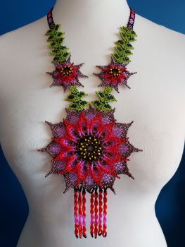 Beaded  Flower Necklace - Design 15