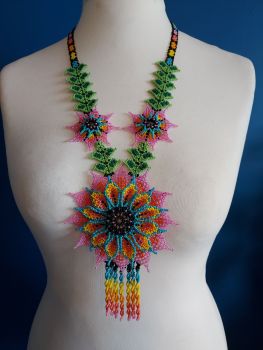Beaded  Flower Necklace - Design 16