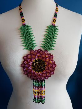 Beaded  Flower Necklace - Design 10
