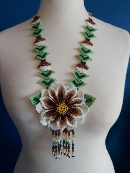 Beaded  Flower Necklace - Design 11