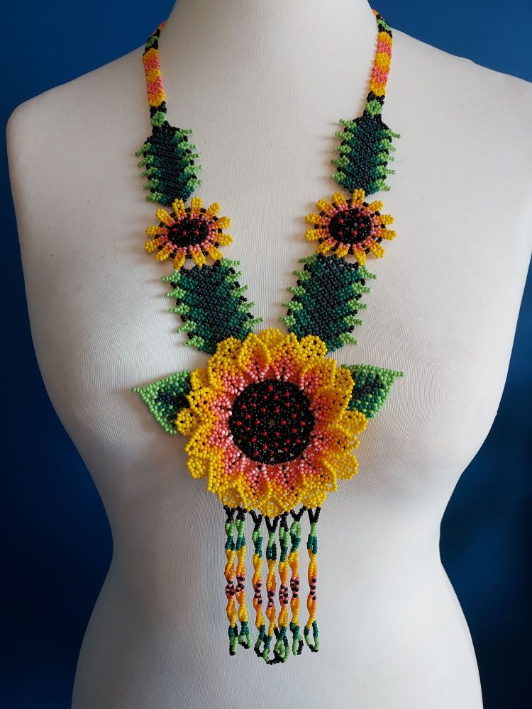 Beaded  Flower Necklace - Design 12