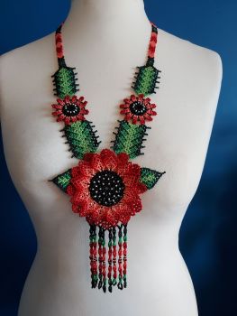 Beaded  Flower Necklace - Design 13