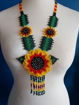 Beaded  Flower Necklace - Design 9