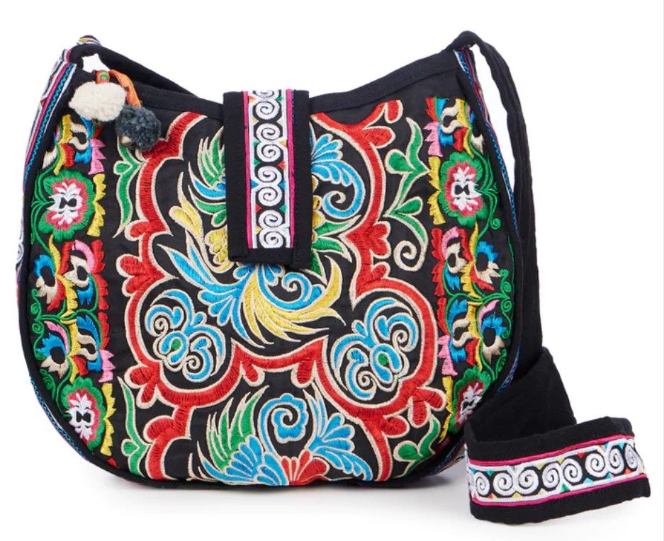 Hilltribe Crossbody Bag - Black Tribal