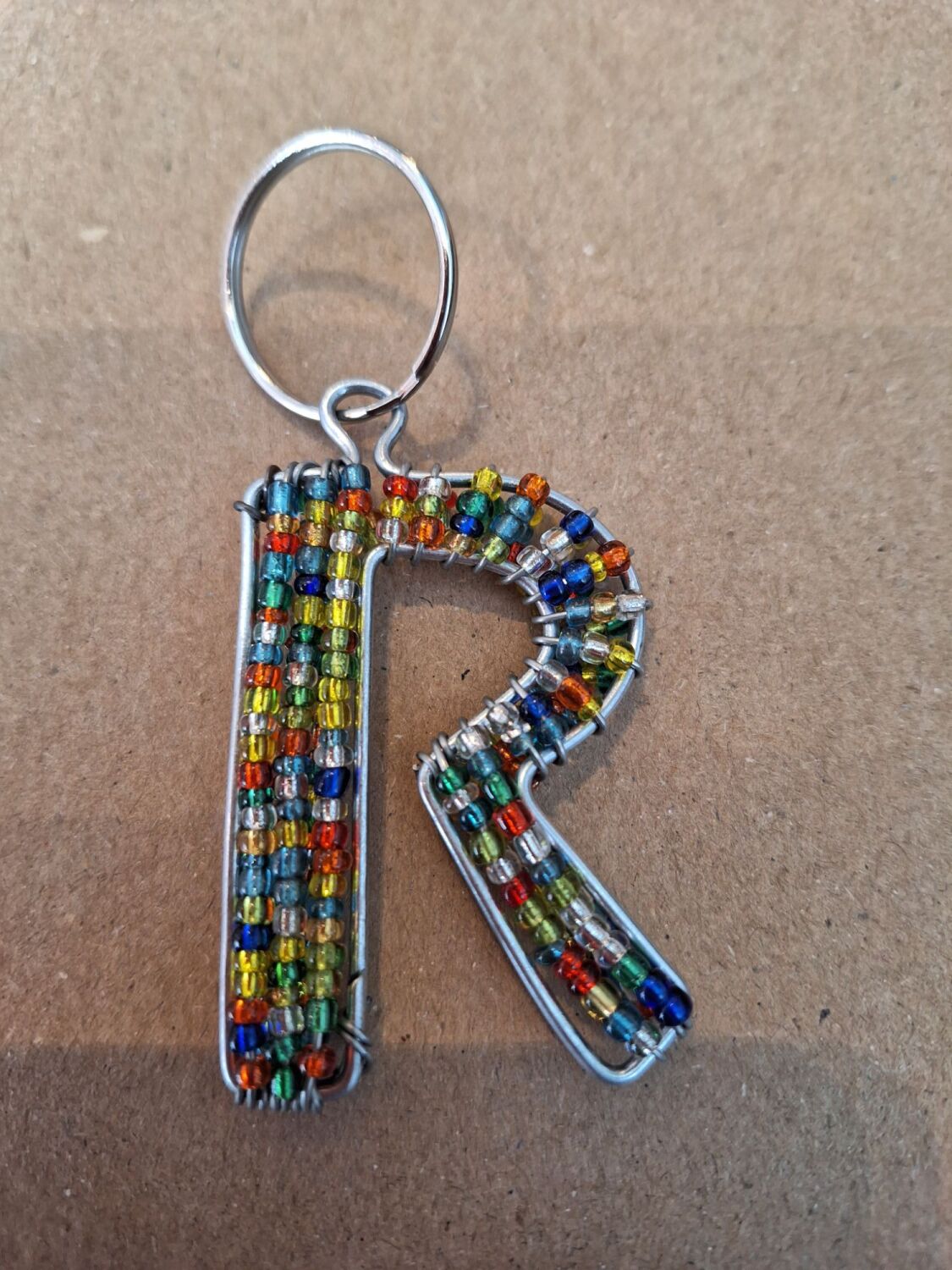 Beaded Letter 'R' Keyring