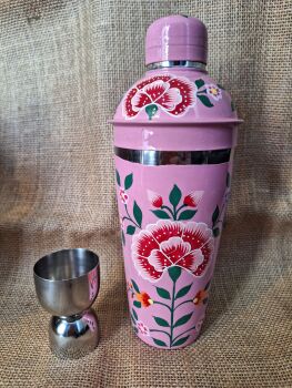 Indian Painted Cocktail Shaker - Pink Flower