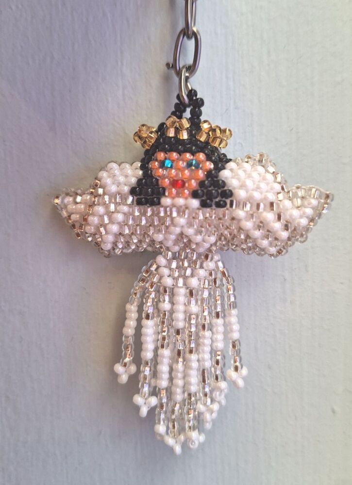 Beaded Keyring - Angel Silver