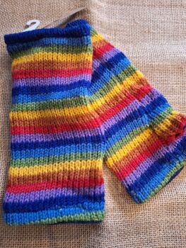 Rainbow Stripe - Handknitted Wrist Warmers