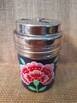 Indian Painted Condiment Shaker - Blue Flower