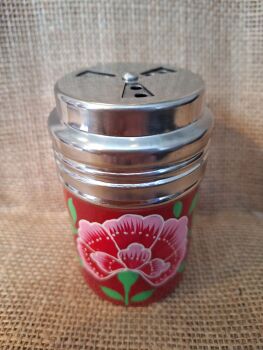 Indian Painted Condiment Shaker - Red Flower