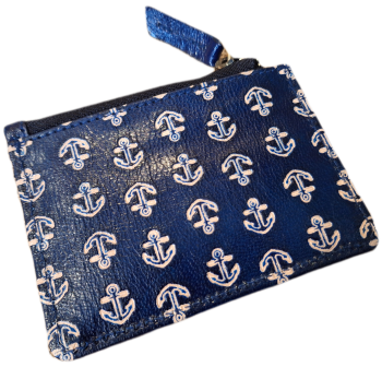 Embossed Leather Card/Coin Purse - Anchors