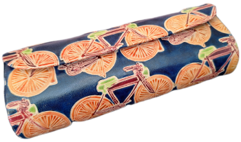 Embossed Leather Glasses Case - Bicycles