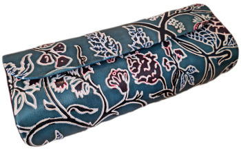 Embossed Leather Glasses Case - Green Floral
