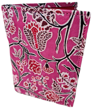 Embossed Leather Passport Cover - Cerise Floral