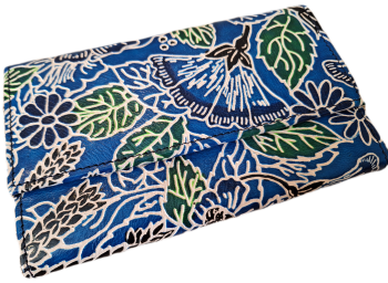 Embossed Leather Purse - Blue Floral