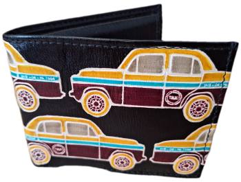 Embossed Leather Wallet - Cars