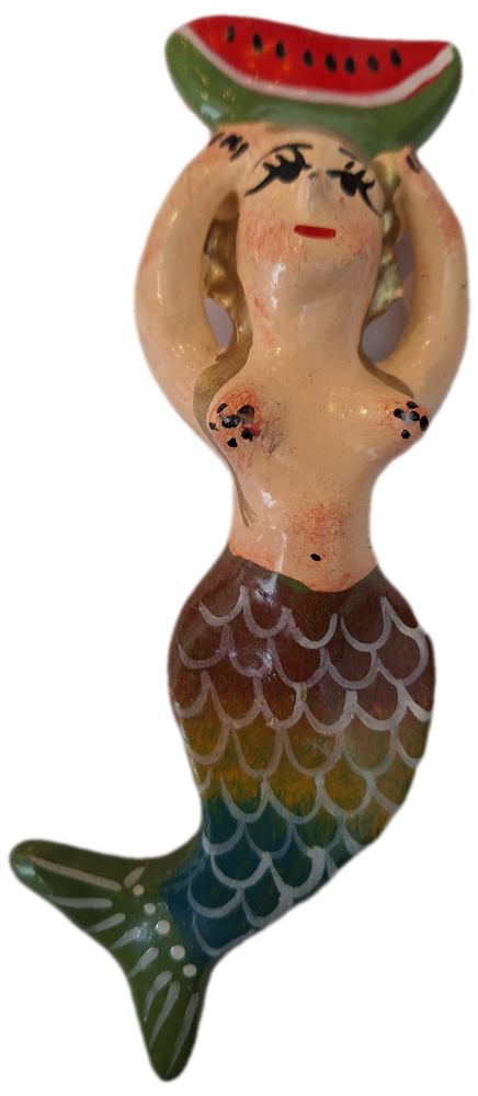 Mexican Clay Figure - Watermelon Mermaid - Design 8