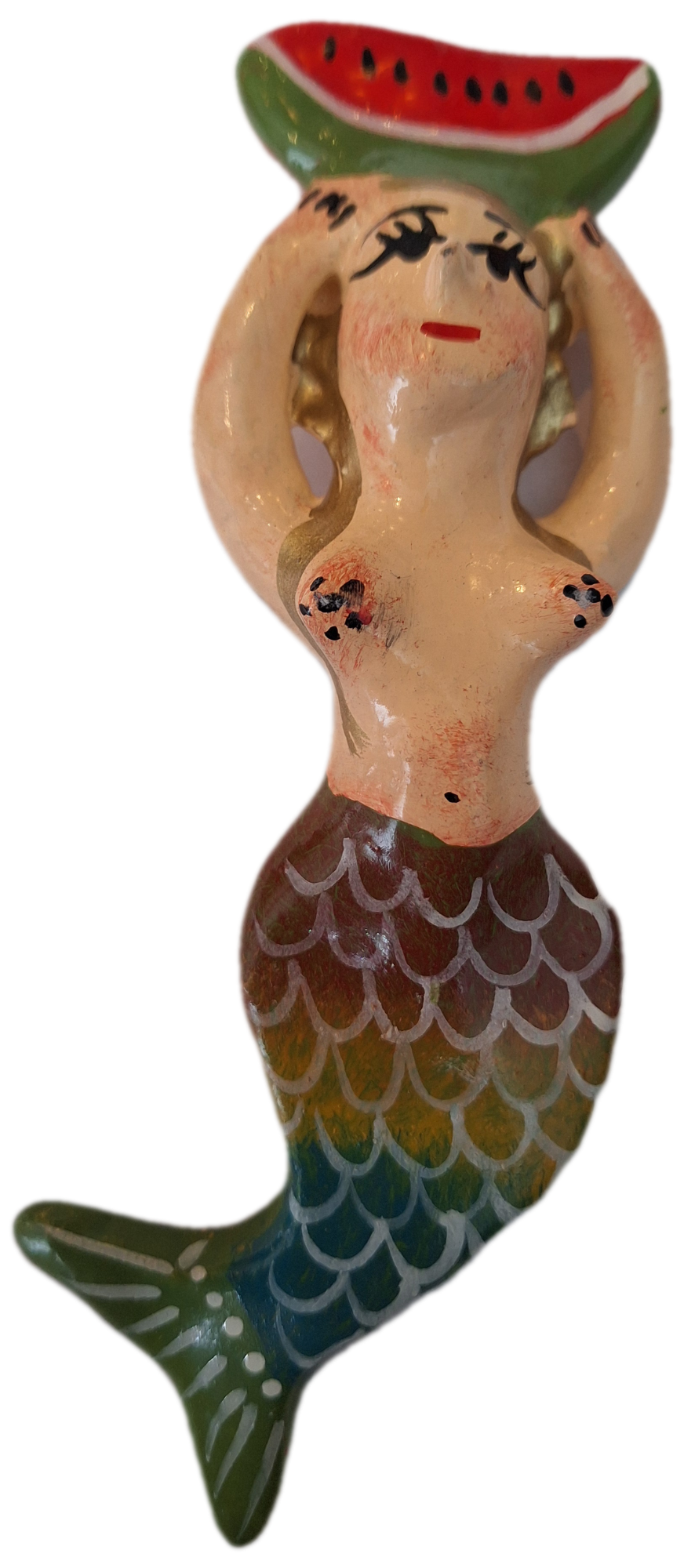 Mexican Clay Figure - Watermelon Mermaid - Design 8