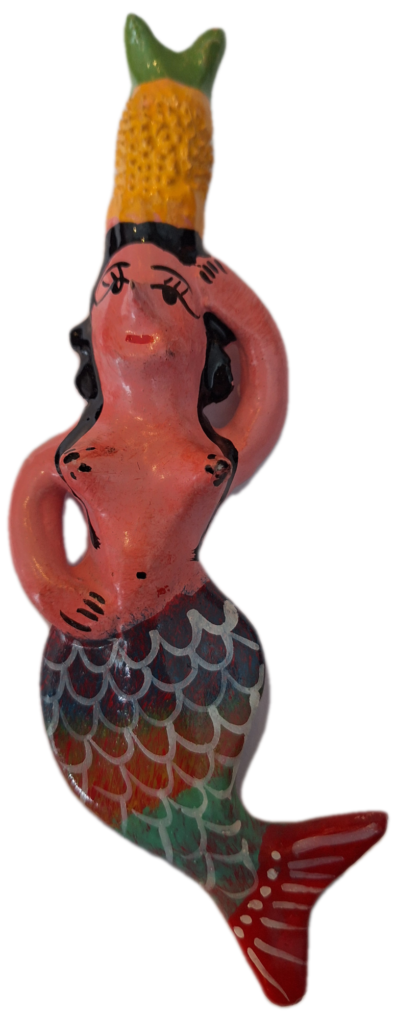Mexican Clay Figure - Pineapple Mermaid - Design 10