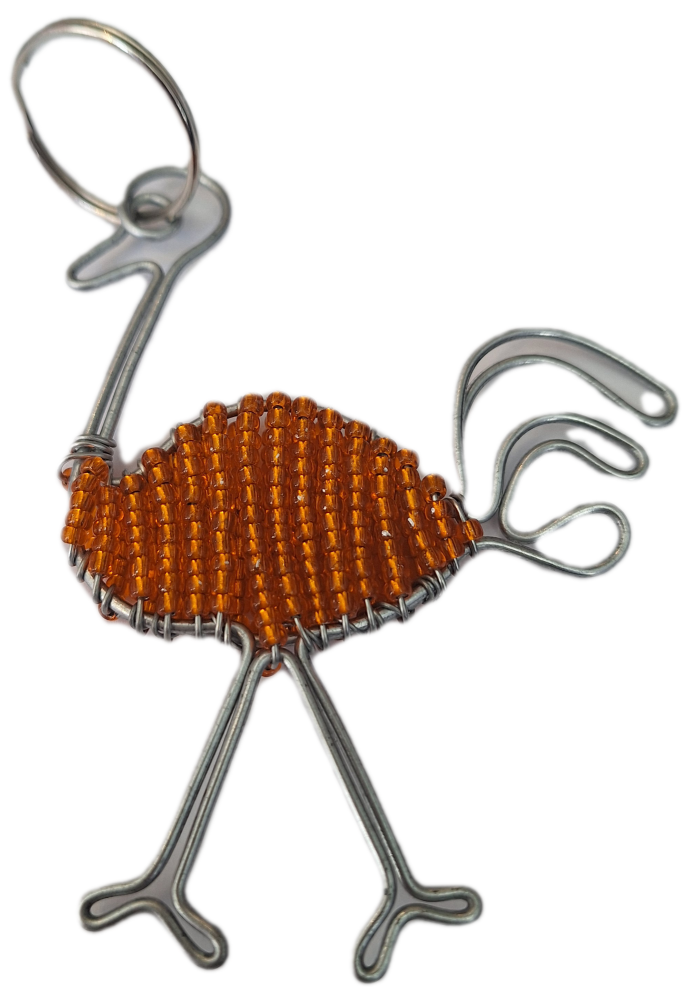 Beaded 2d Ostrich Keyring