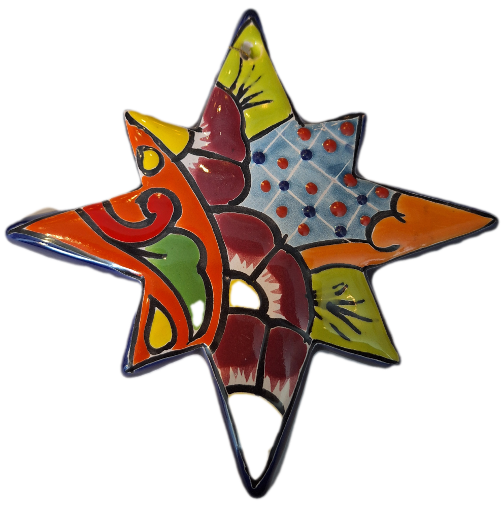 Mexican Talavera Hanging Star - Design 1