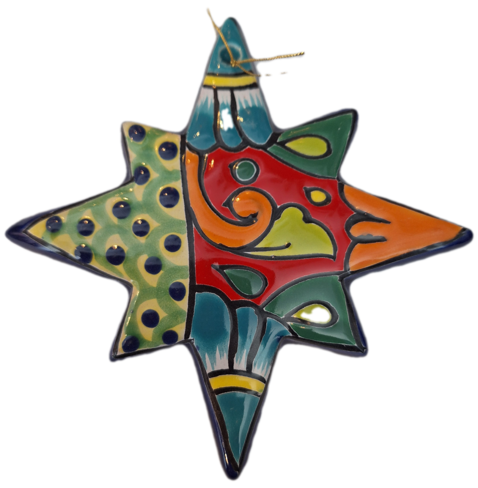 Mexican Talavera Hanging Star - Design 2