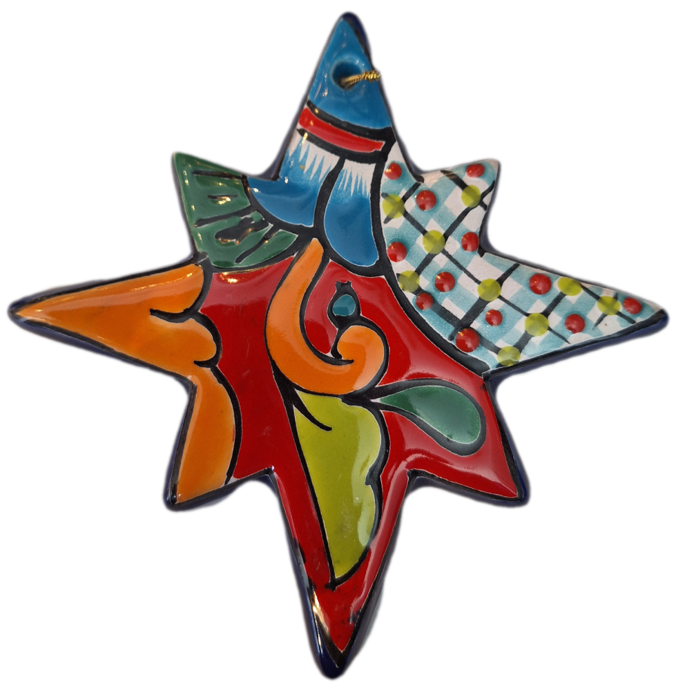 Mexican Talavera Hanging Star - Design 3