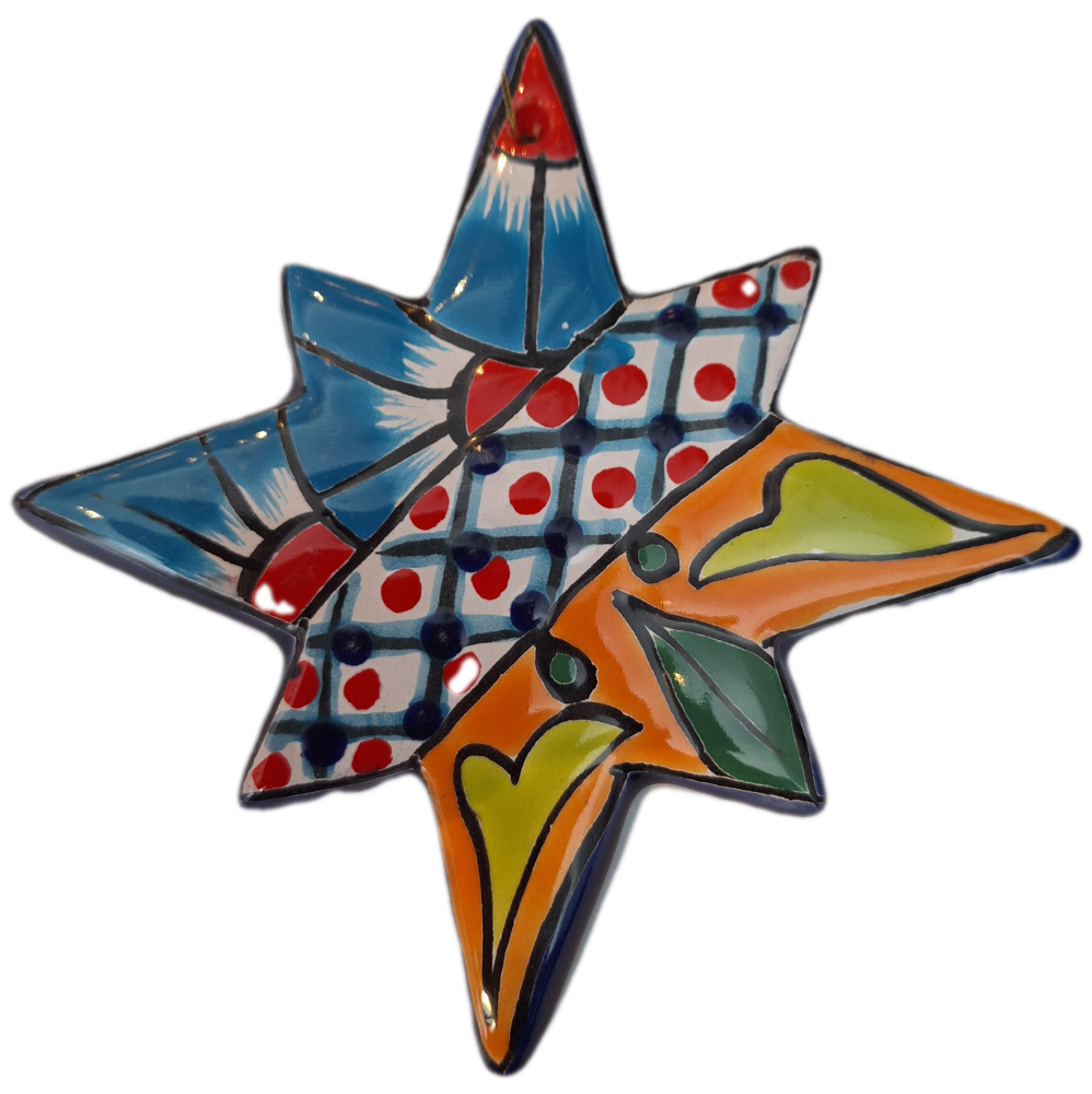 Mexican Talavera Hanging Star - Design 4