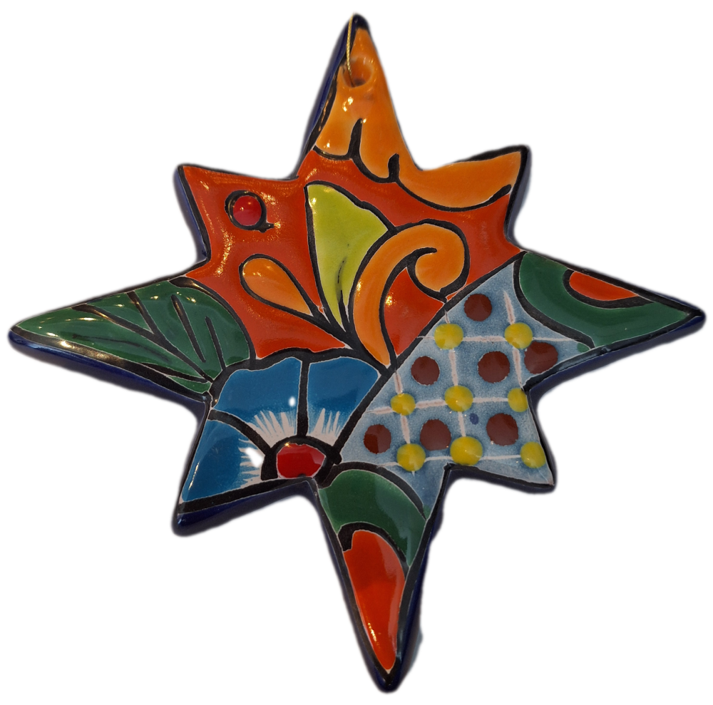 Mexican Talavera Hanging Star - Design 5