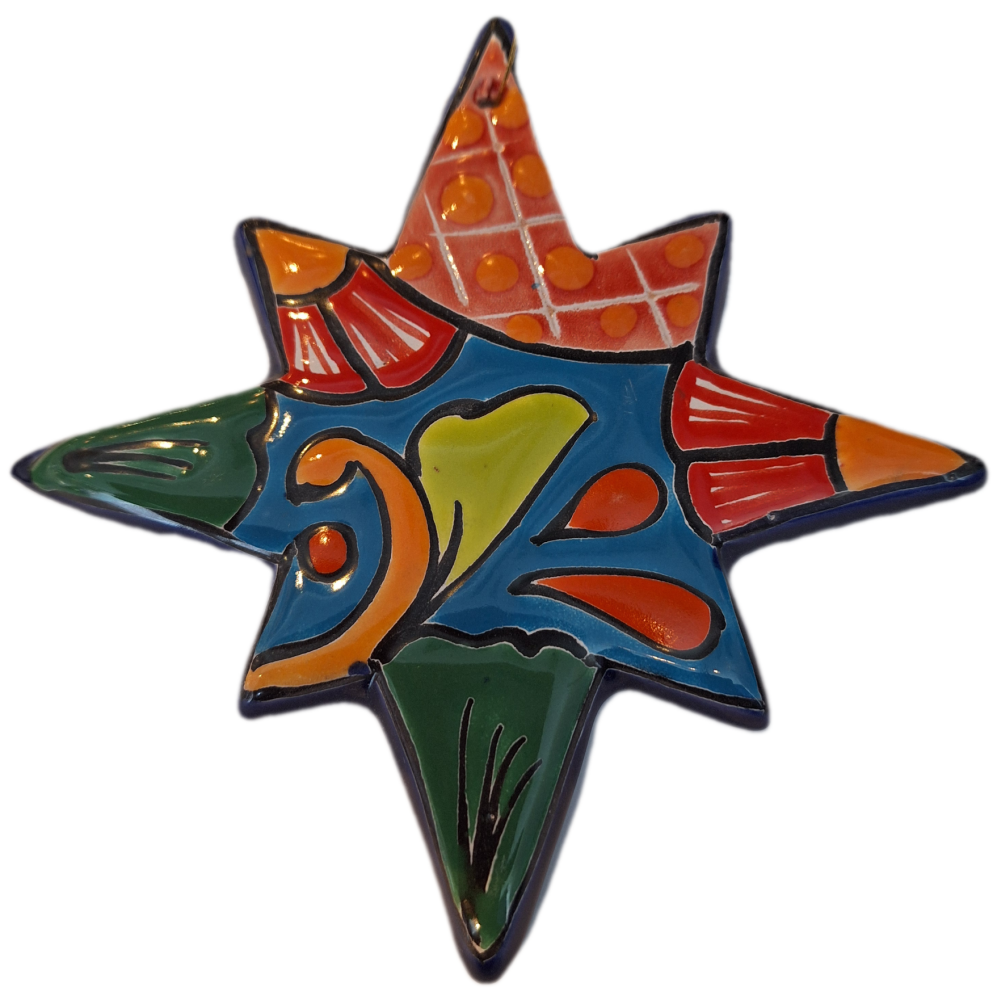 Mexican Talavera Hanging Star - Design 6