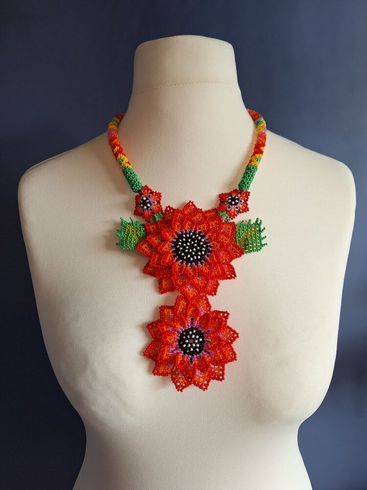 Huichol Beaded Necklace - Design 3