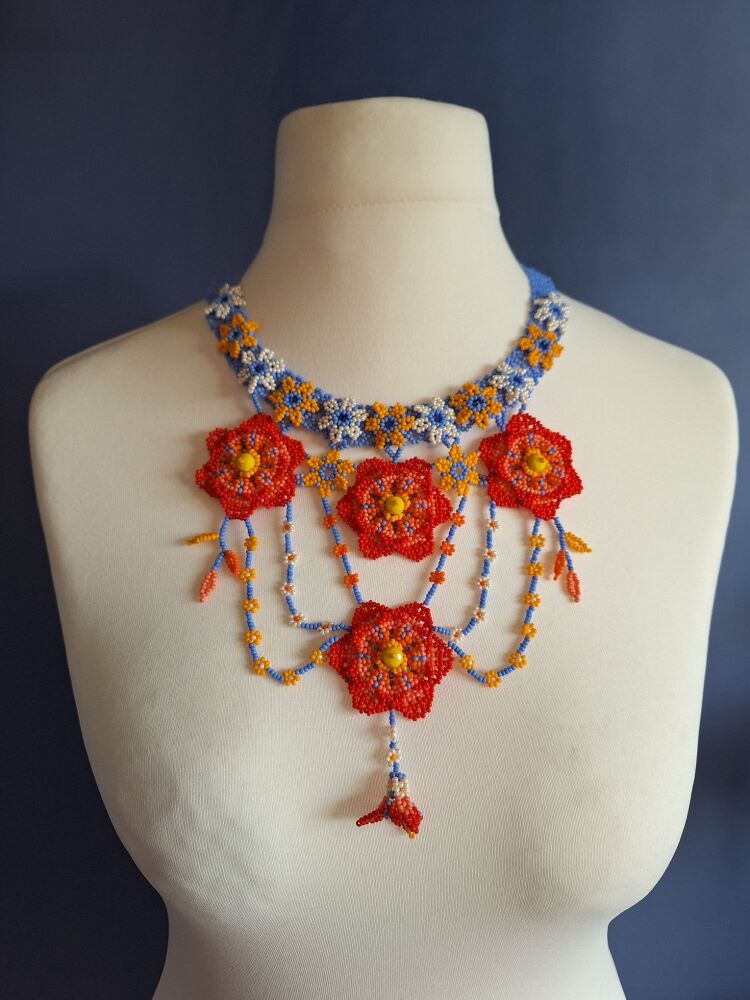 Huichol Beaded Necklace - Design 10