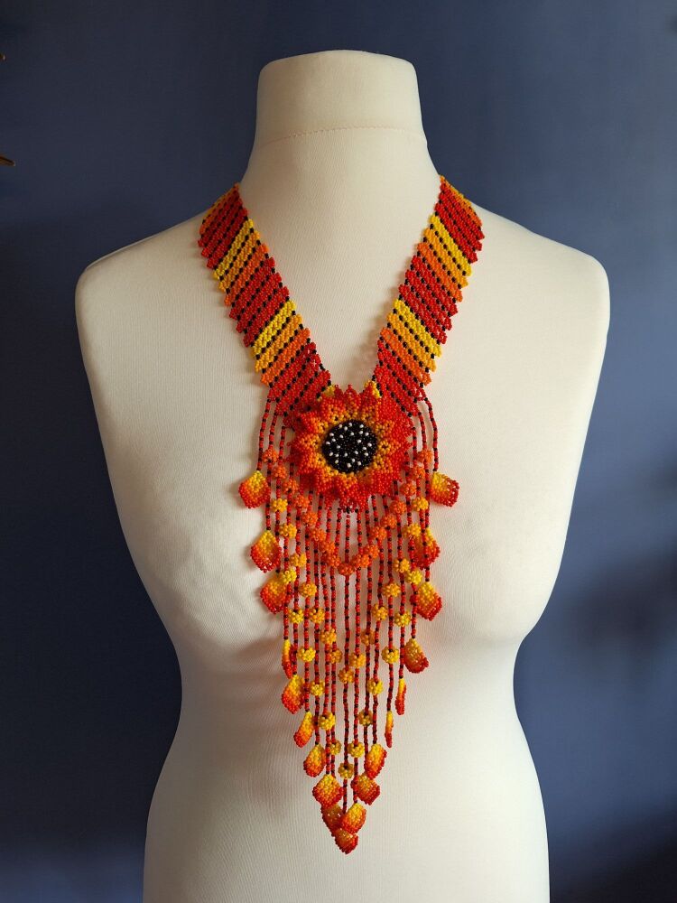 Huichol Beaded Necklace - Design 14