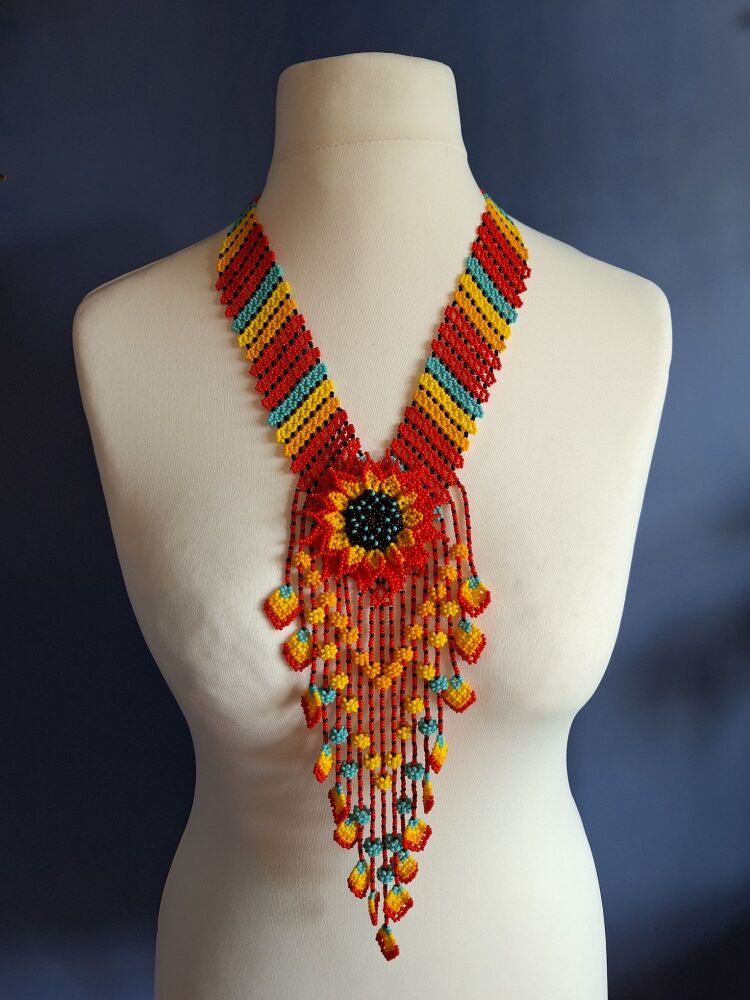 Huichol Beaded Necklace - Design 17