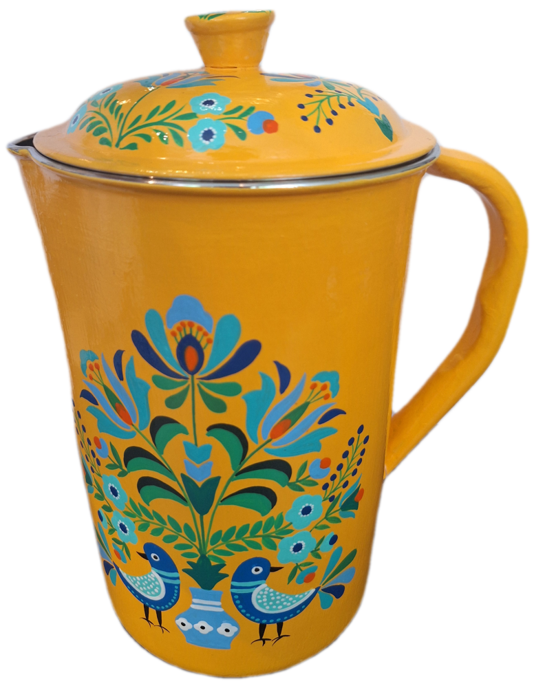 Indian Folk Art Metal Jug with Lid