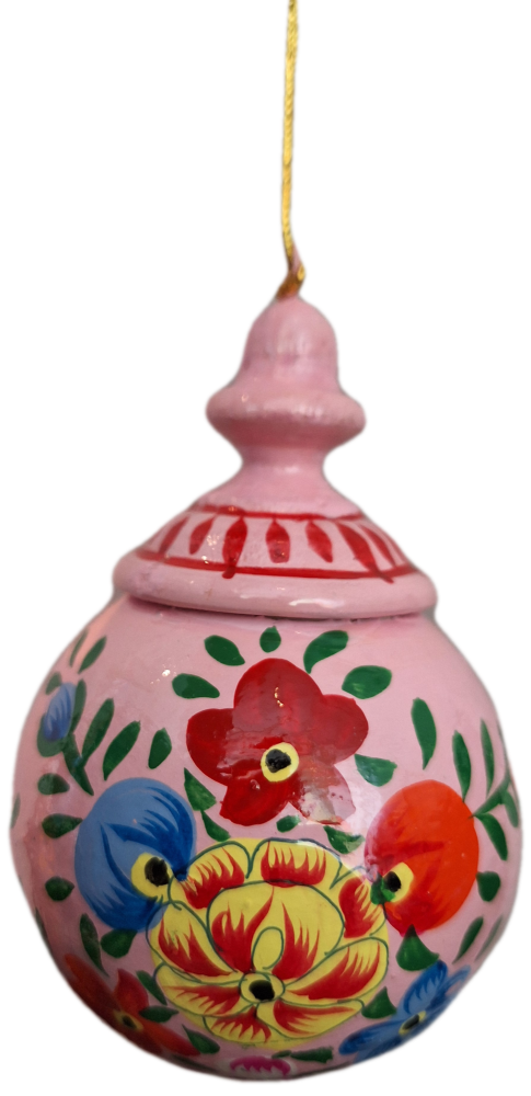 Kashmiri Papier Mache Bauble - Baby Pink