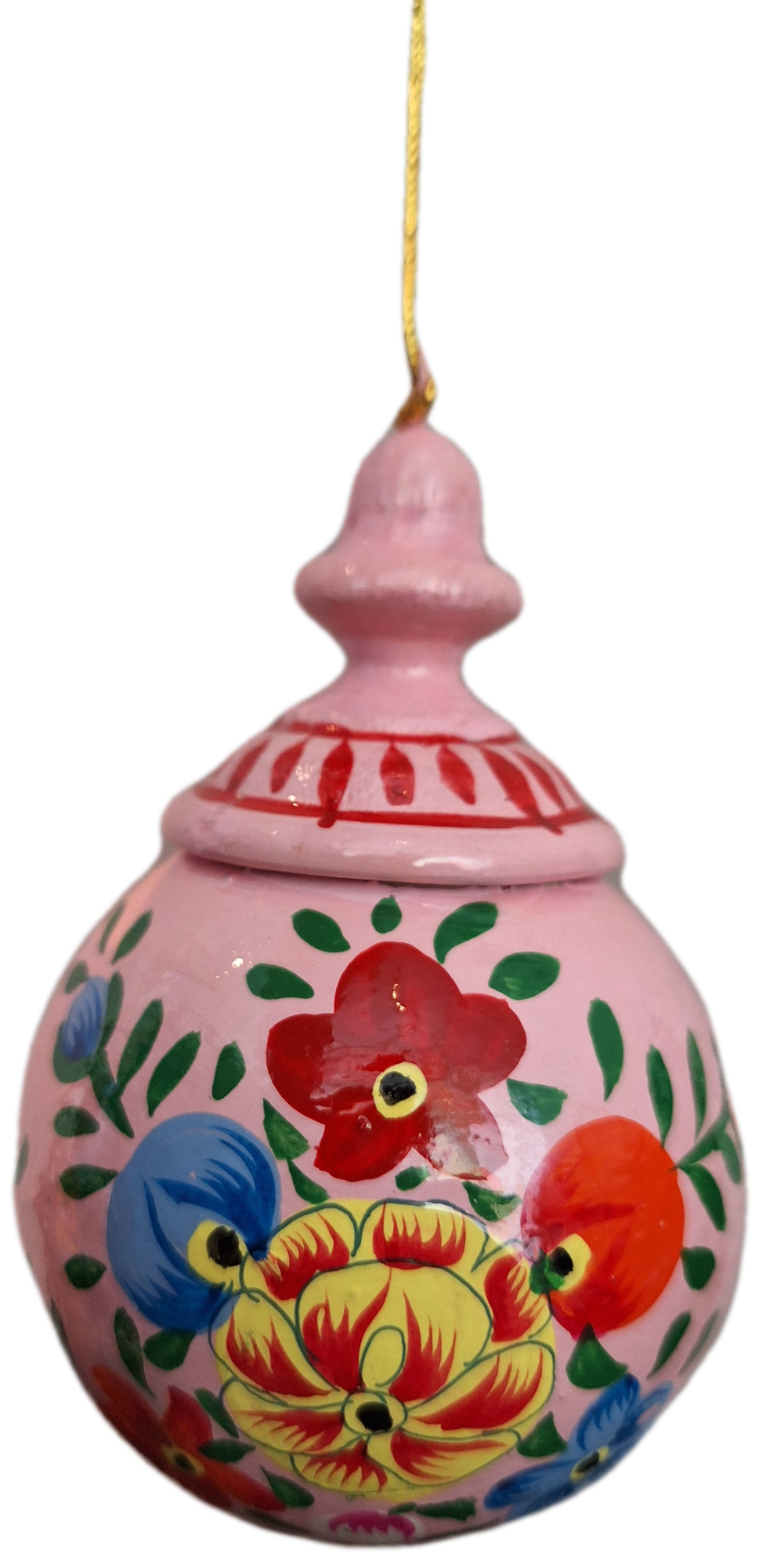 Kashmiri Papier Mache Bauble - Baby Pink