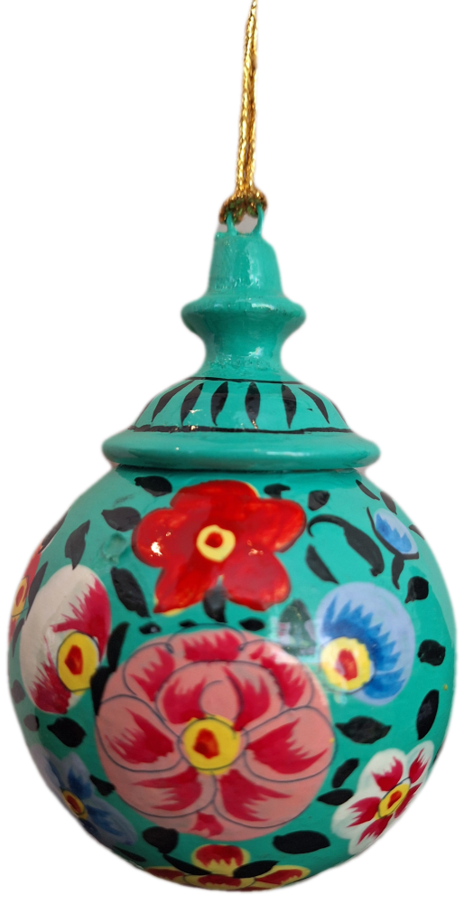 Kashmiri Papier Mache Bauble - Jade Green