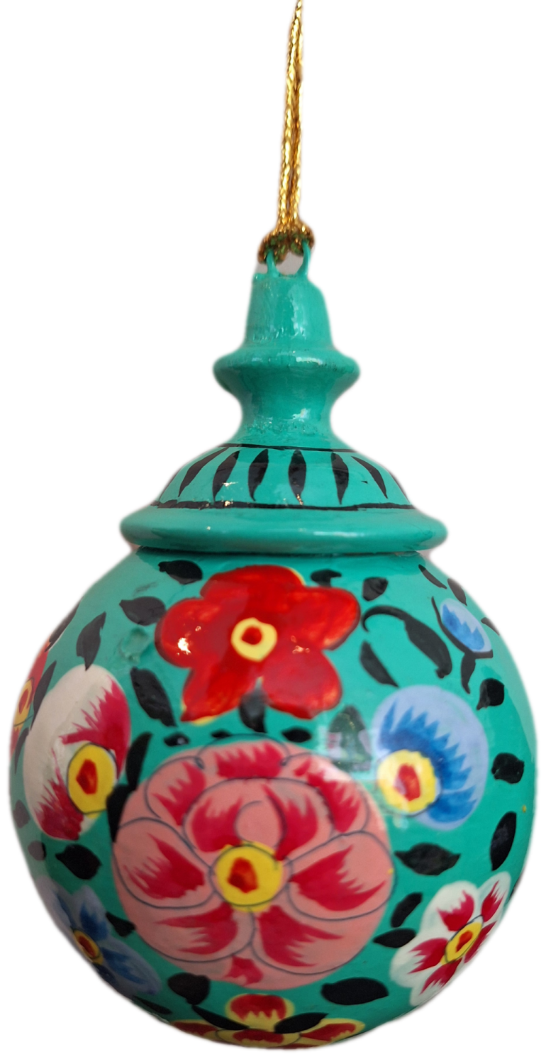 Kashmiri Papier Mache Bauble - Jade Green