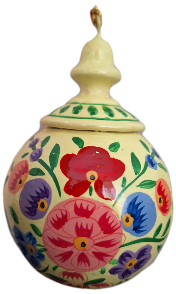 Kashmiri Papier Mache Bauble - Acid Lemon