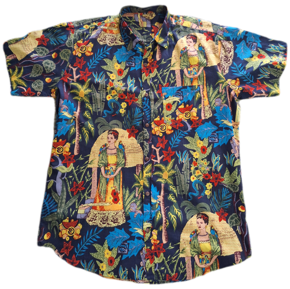 Men's Indian Cotton Shirt - XL - Navy Frida