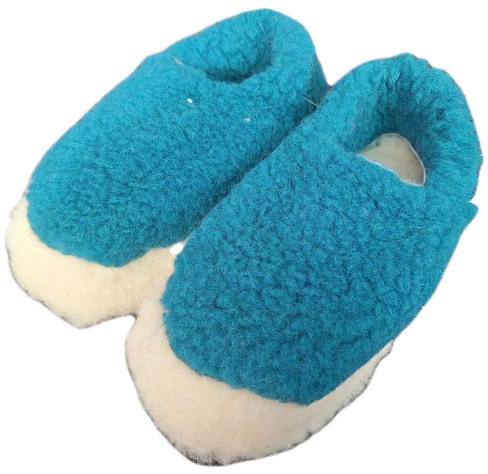 Irish Wool Slippers - Azure - Size 7/8