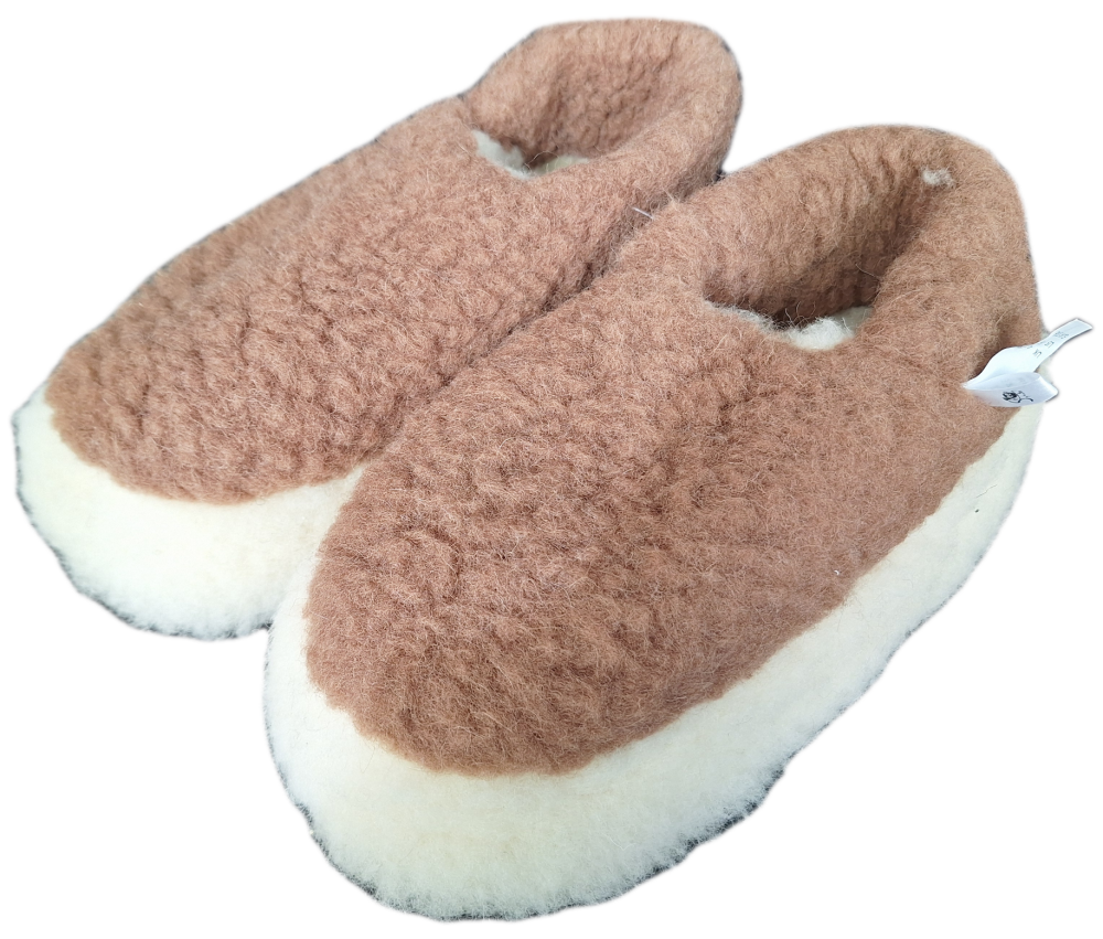Irish Wool Slippers - Brown - Size 7/8