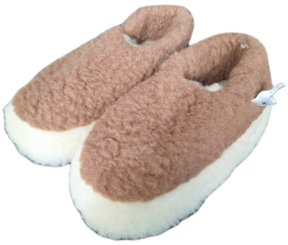 Irish Wool Slippers - Brown - Size 9/10