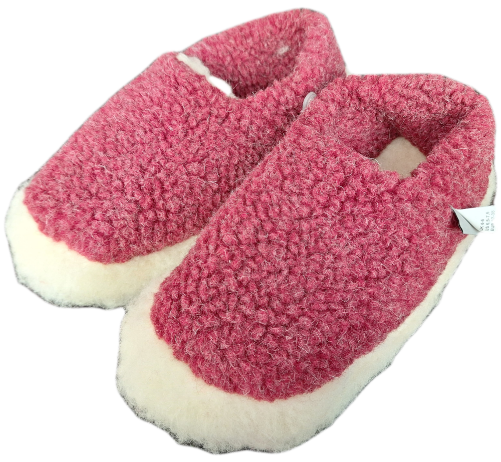 Irish Wool Slippers - Dark Red - Size 6/6.5