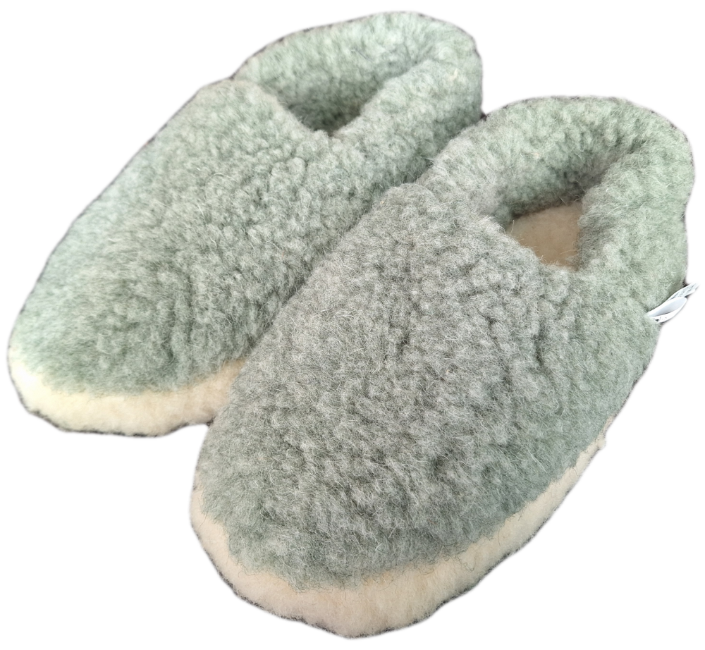 Irish Wool Slippers - Green - Size 6/6.5