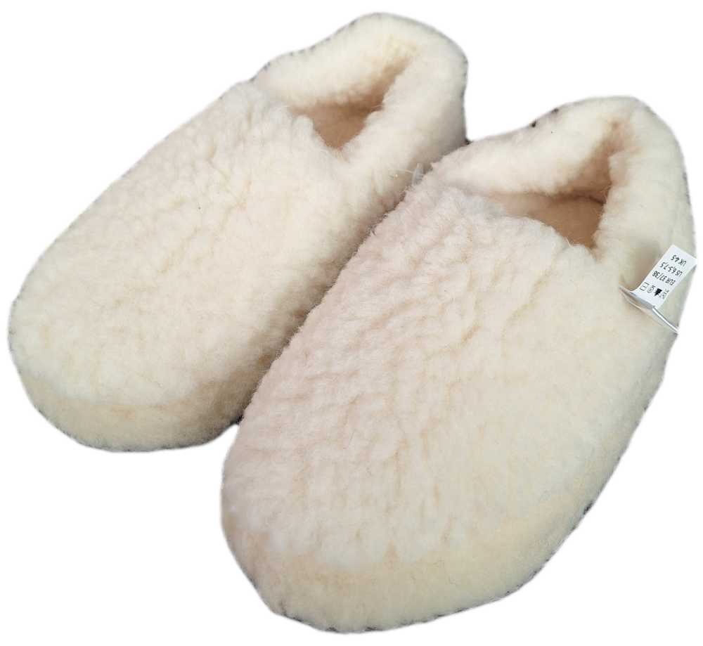 Irish Wool Slippers - Natural - Size 9/10